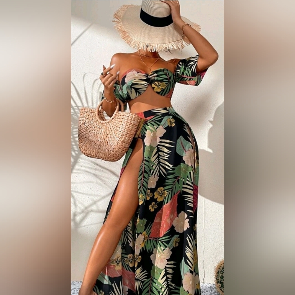 Floral Print Women Swim Coverup